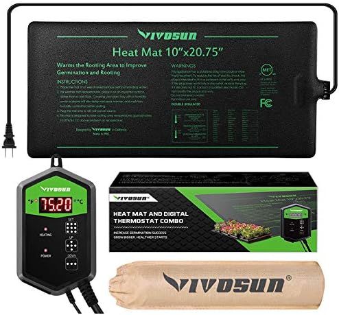 VIVOSUN 10"x20.75" Seedling Heat Mat and Digital Thermostat Combo Set MET Standard | Amazon (US)