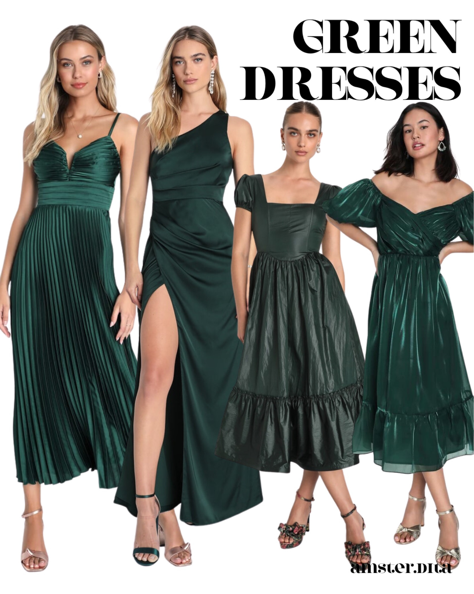 white christmas dresses Zapaka Women Dark Green Long Prom Dress Hot Mermaid Spaghetti Straps Formal Dress with Open Back, Dark Green / US10 main image 1