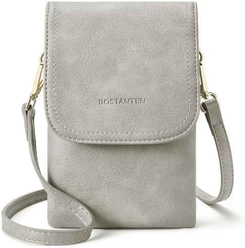 BOSTANTEN Bolsa tiracolo feminina de couro vegano, bolsa de celular com alça ajustável, B-02-ci... | Amazon (BR)