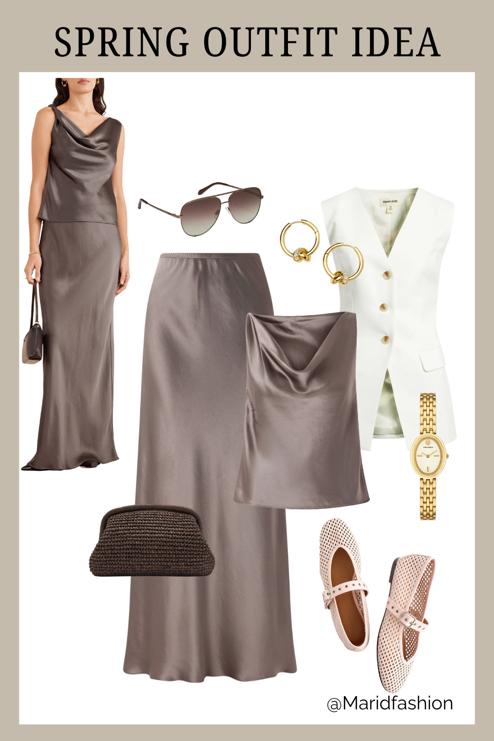 Monochrome magic for Spring! There is nothing more sophisticated than the shimmer of a satin maxi skirt paired with a draped satin blouse. This tone-on-tone look is the ultimate "quiet luxury" vibe for a garden party, brunch, or an elevated date night. 

It’s effortless, elegant, and moves beautifully. 
#LTKspring #SatinMaxiSkirt #SatinBlouse #MonochromeOutfit #QuietLuxury #SpringOutfitInspo #ElegantStyle #DateNightLook #ChicStyle #OldMoneyAesthetic #LTKstyletip #SpringFashion2026 

 #LTKSpringSale #LTKootd #LTKPetite