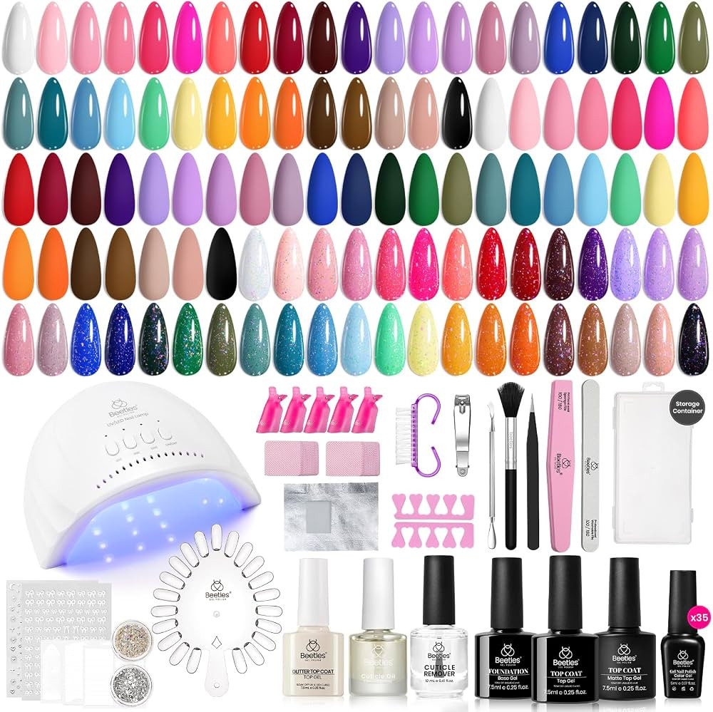 Beetles Gel Nail Polish Kit with U V Light 68 Pcs Emotional Spectrum 35 Colors Gel Polish Nail Ki... | Amazon (US)