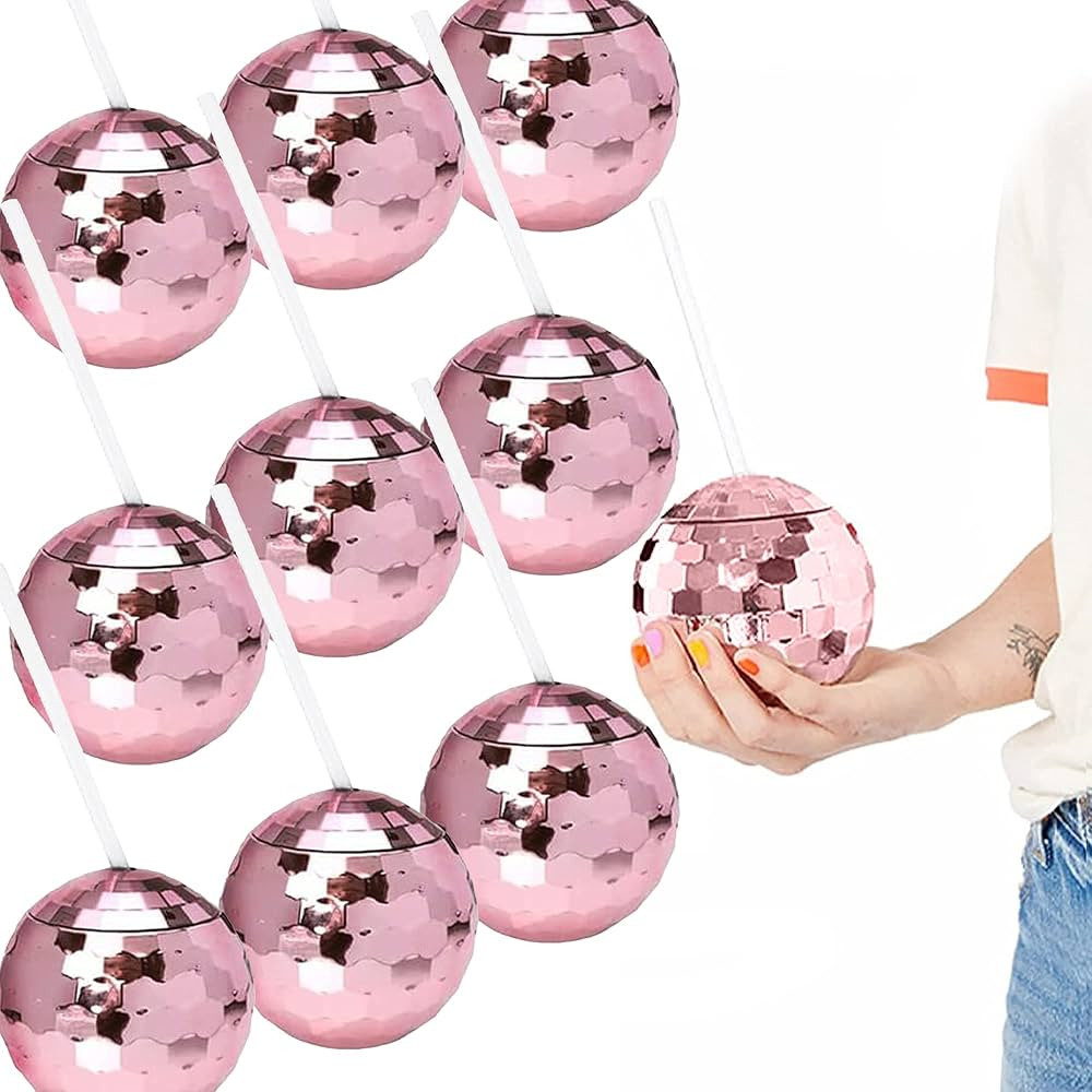 9 PCS Disco Ball Cup with Straws, Tumbler Reusable Disco Flash Ball Cups for Party, Cocktail Ball... | Amazon (US)