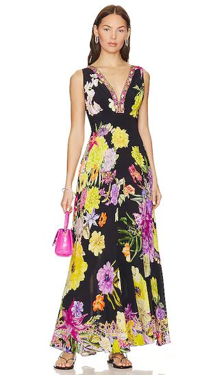 Plunge Neck Maxi Dress in Peace Be With You | Revolve Clothing (Global)