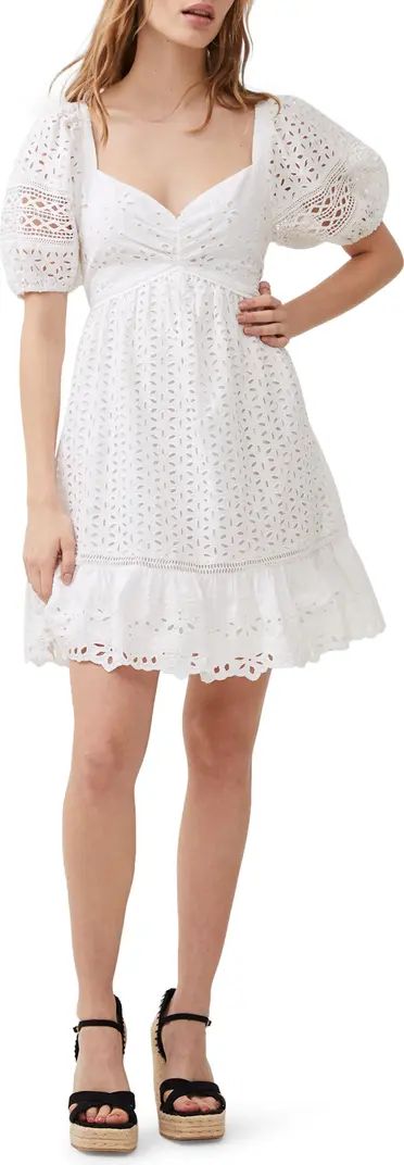 French Connection Alissa Broderie Anglaise Cotton Babydoll Dress | Nordstrom | Nordstrom