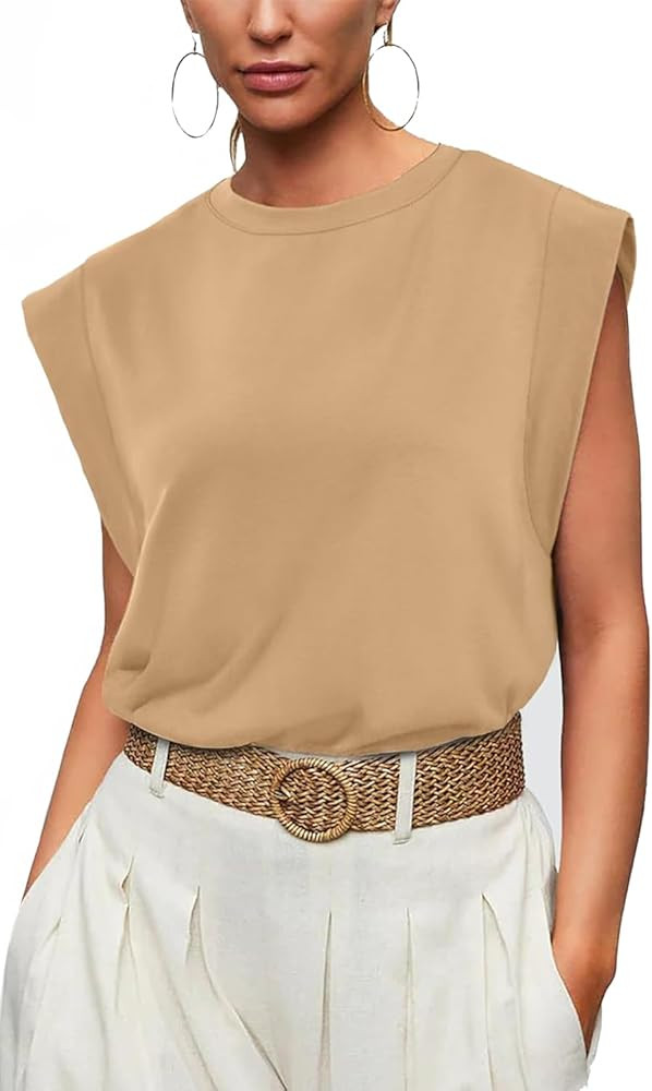 Cap Sleeve Tops for Women Summer Tank Top Basic Tee Shirts Casual Loose Fit 2025 Fashion | Amazon (US)