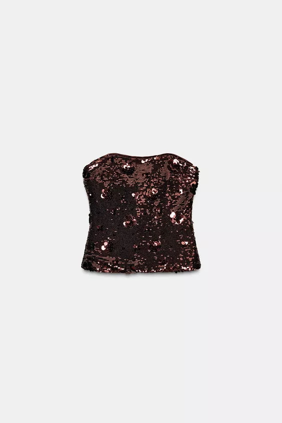 SEQUINNED BANDEAU TOP | Zara US