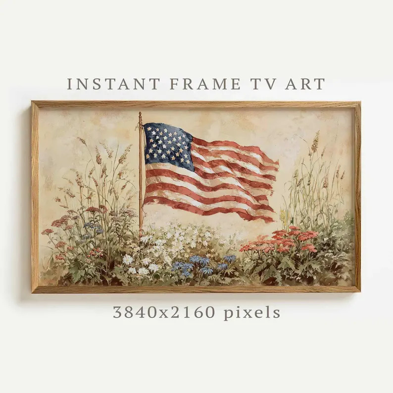 4th of July Samsung Frame TV Art, American Flag Painting, USA Independence Day Artwork, American ... | Etsy (Global)