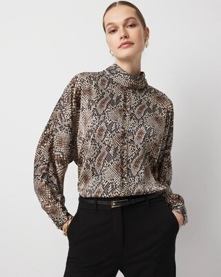 Women's Tie Back Satin Blouse in Warm Snake Black size Medium | White House Black Market, What To Wear To Work | White House Black Market