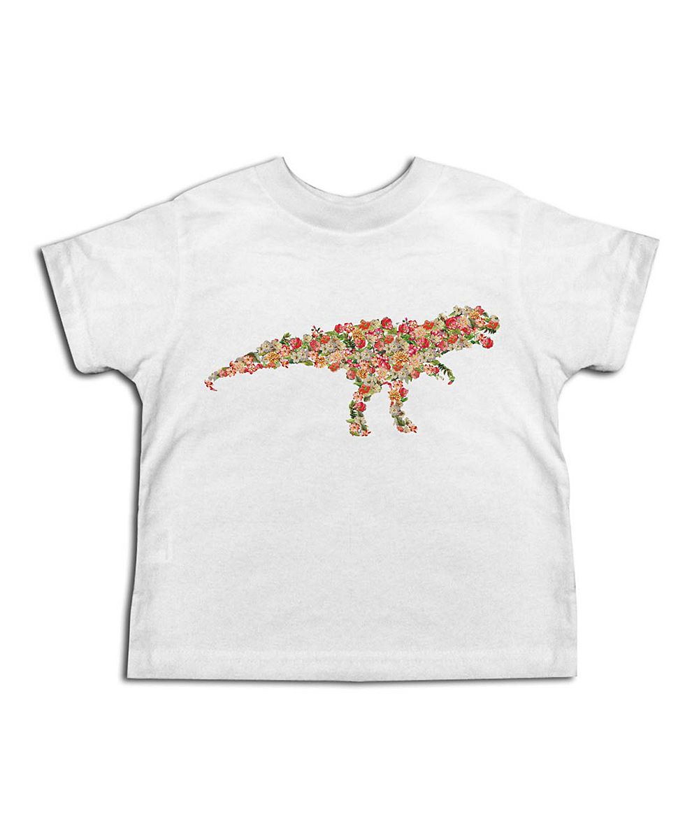 White Floral Dino Tee - Toddler & Girls | zulily