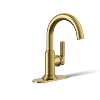 Torrington Single Handle Single Hole Bathroom Faucet in Vibrant Brushed Moderne Brass | The Home Depot