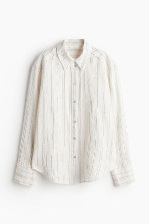 Double-weave Blouse - White/blue-striped - Ladies | H&M US | H&M (US + CA)