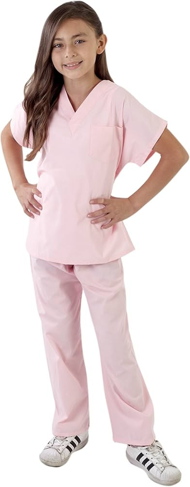 Natural Uniforms Childrens Scrub Set-Soft Touch-Role Play Costume Set (Pink, 4) | Amazon (US)