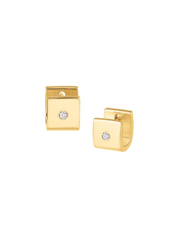 Grand Entrance 14K Gold Vermeil & Imitation Diamond Square Hoop Earrings | Saks Fifth Avenue OFF 5TH