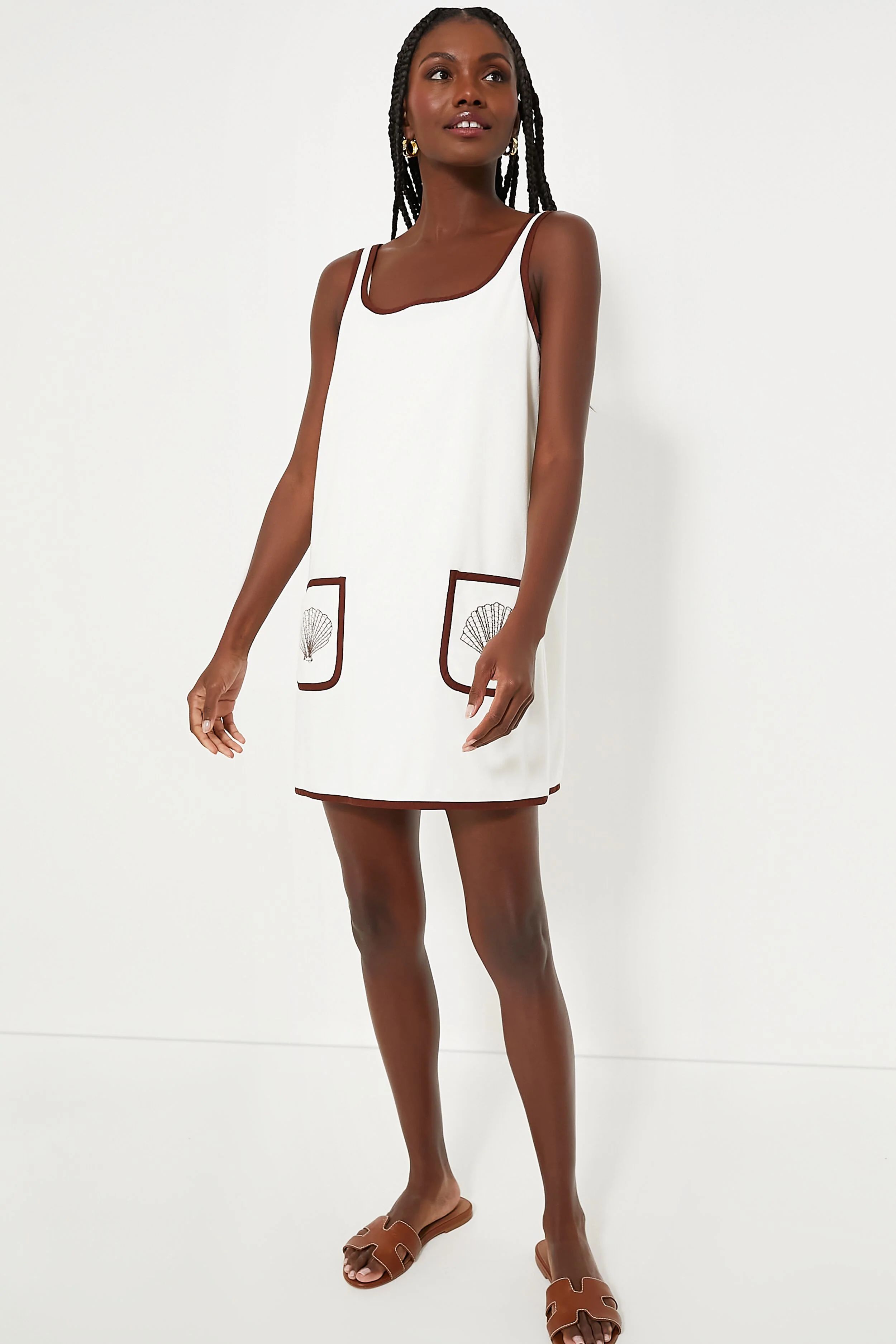 Blanc Shell Embroidered Mini Terry Dress Coverup | Tuckernuck (US)