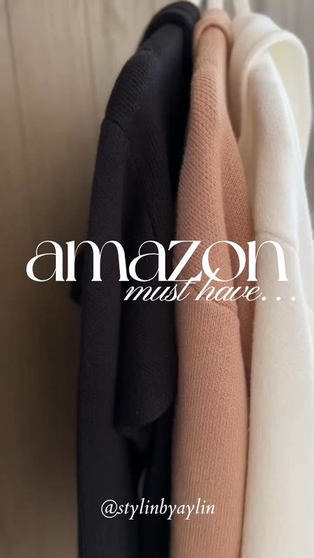 Amazon sweater cardigan must have, I’m just shy of 5-7” wearing the size small #StylinbyAylin 