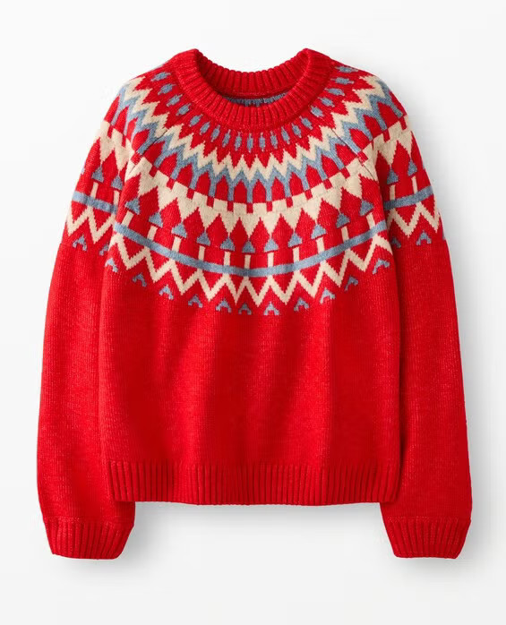 Women's Homey Fairisle On Red Holiday Fair Isle Sweater - Size Adult M by Hanna Andersson | Hanna Andersson