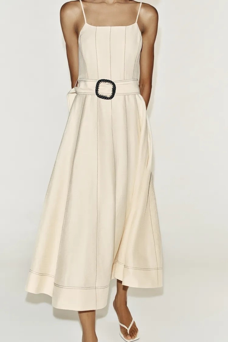 Zara contrast stitch dress! The perfect transitional piece!