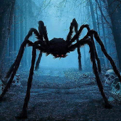 JOYIN 6.5ft Halloween Spider Outdoor Decorations, Scary Giant Large Spider Props for Halloween Outside Decor, Indoor Party Supplies and Yard Lawn Decoration, Black | Amazon (US)