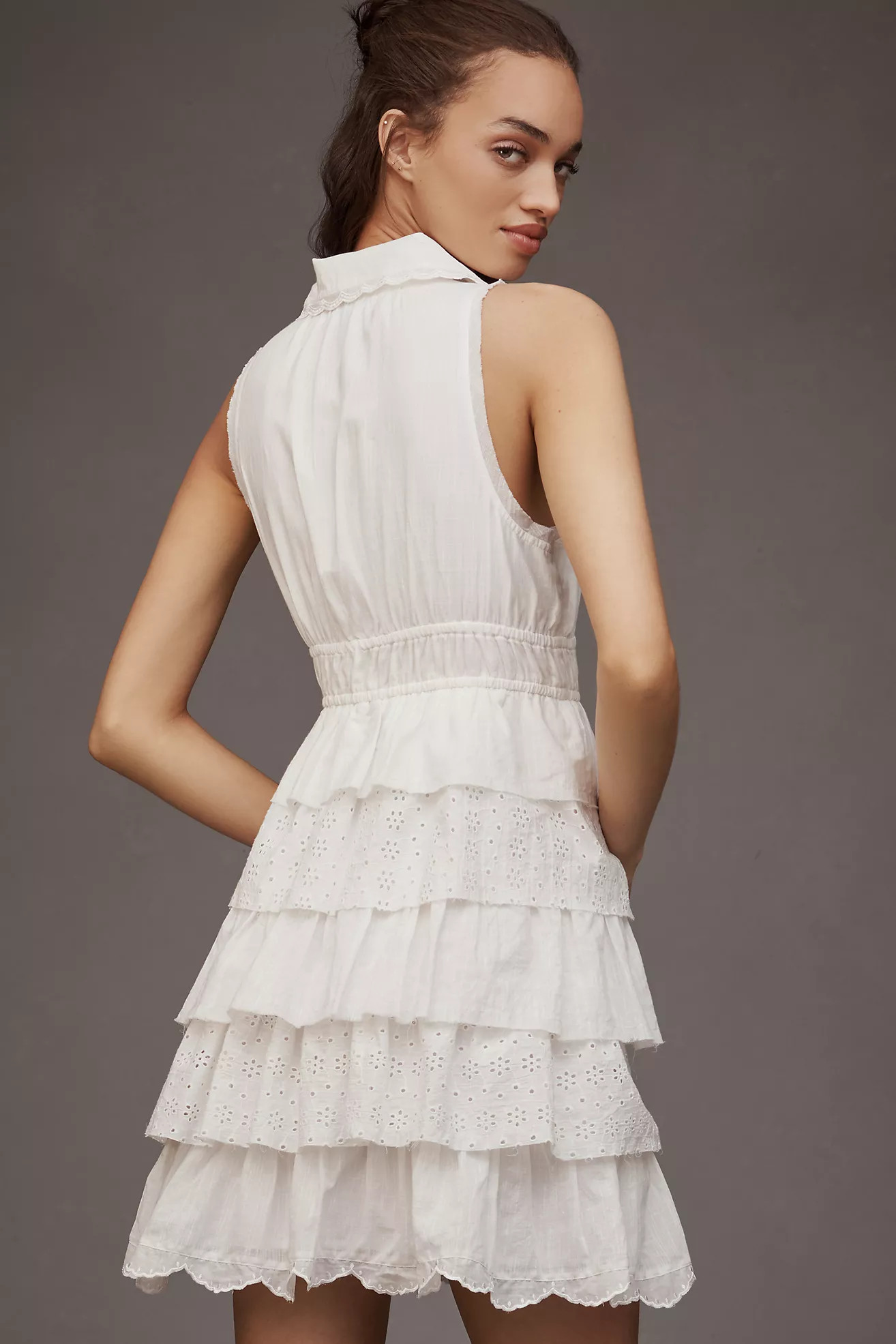 By Anthropologie Collared Halter Tiered Ruffled Mini Dress | Anthropologie (US)