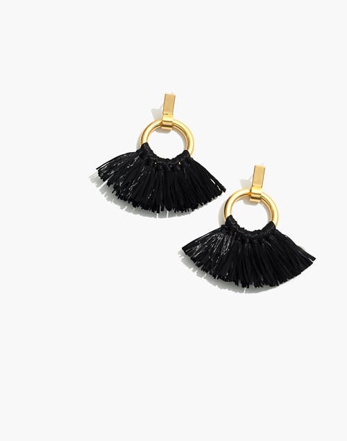 Raffia Tassel Hoop Earrings | Madewell