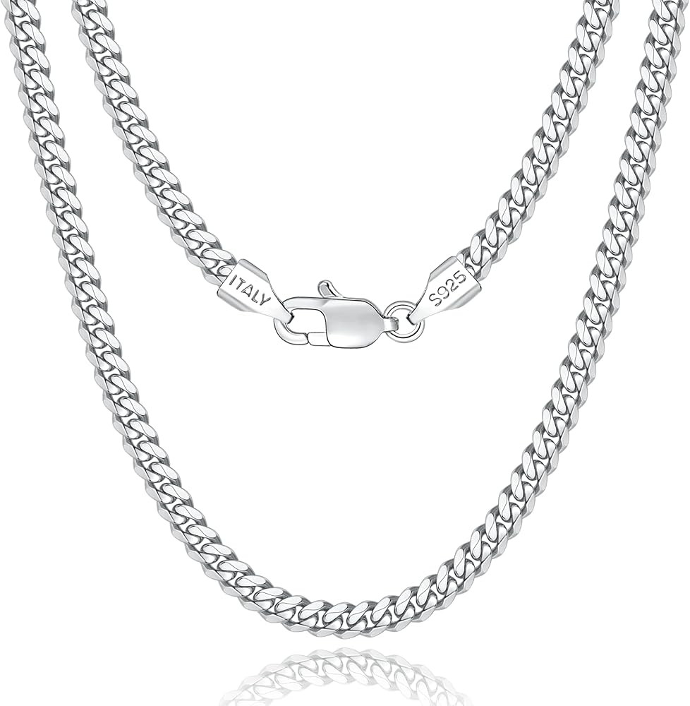Eterjew Italian 4mm Solid 18k Gold Over 925 Sterling Silver Chain Necklace for Men Boys Women, Di... | Amazon (US)