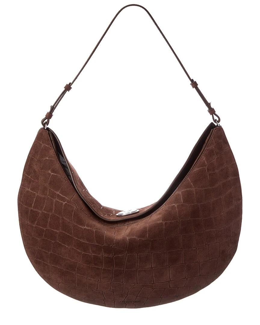 Jacquemus The Ovalo Croc-Embossed Suede Hobo Bag | Shop Simon
