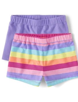 Toddler Girls Rainbow Striped Shorts 2-Pack - gem purple | The Children's Place