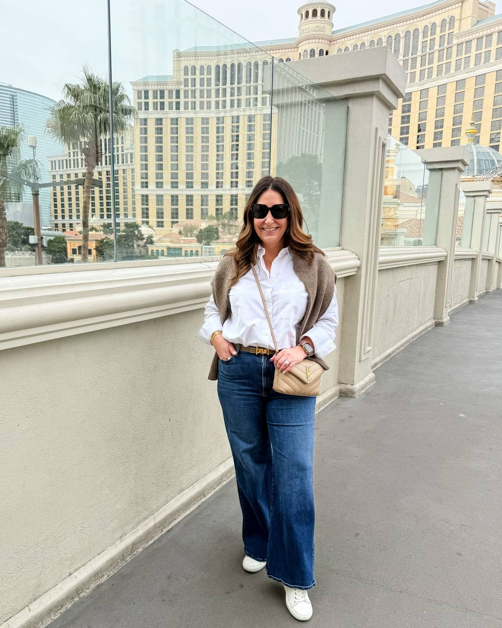 This was a perfect layered look for Vegas Girls Trip! These Quince staples pieces mix and match with everything.  Definetly a packing staple. Wearing top in L, Jeans 32 

 #LTKdayinmylife #LTKootd #LTKOver40