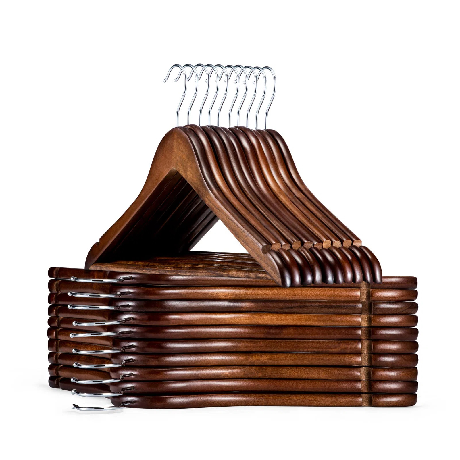 Wooden Hangers 30 Pack, Solid Wood Coat Hangers Heavy Duty, Smooth Finish Bulk Wooden Hangers Wit... | Wayfair North America