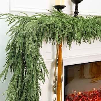 HMASYO 9 FT Real Touch Norfolk Pine Garland, Lusher Fuller 105 Branches Realistic Christmas Garla... | Amazon (US)