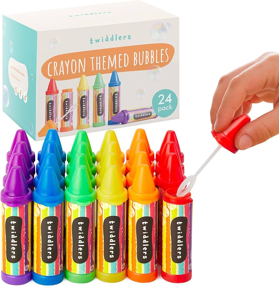 The Twiddlers 24 Pack 6 Colors Non-Toxic Mini Bubbles Party Favors for Kids | Crayon Bubble Wands... | Amazon (US)