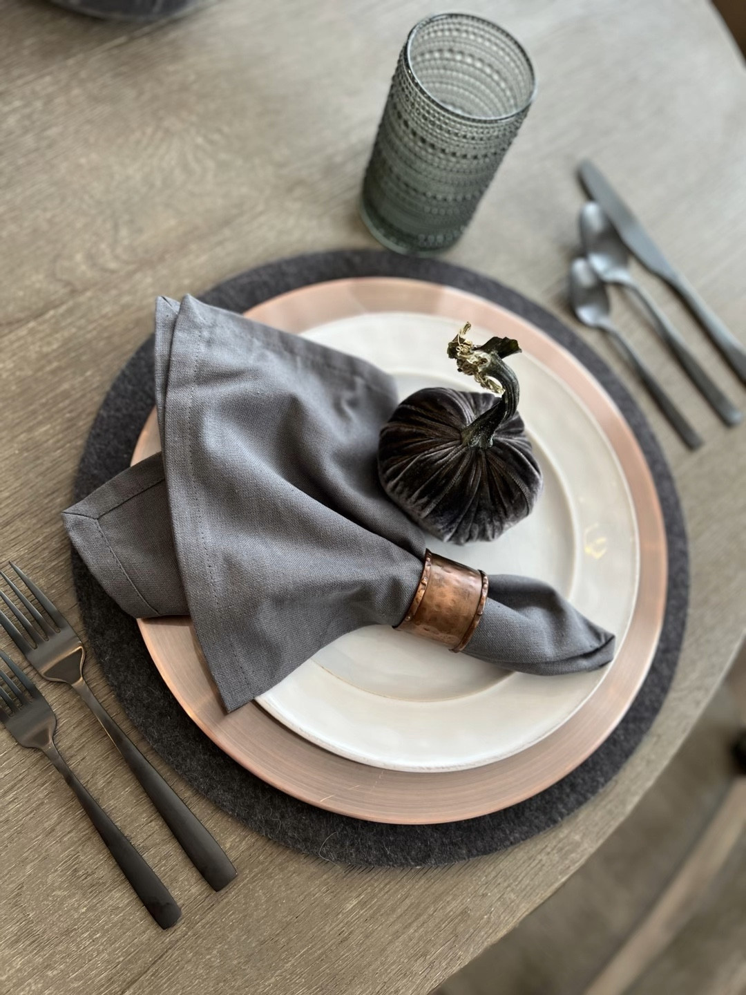 This thanksgiving I decided to go with a simple mixed metal table scape. I paired the mixed metal tones with various textures such as velvet, felt, real pumpkin stems, and hobnail drinking glasses! This fall decor is classic and will transition easily into a Christmas tablescape! #festivetablescape #fall #thanksgiving 

#LTKSeasonal #LTKHoliday #LTKhome