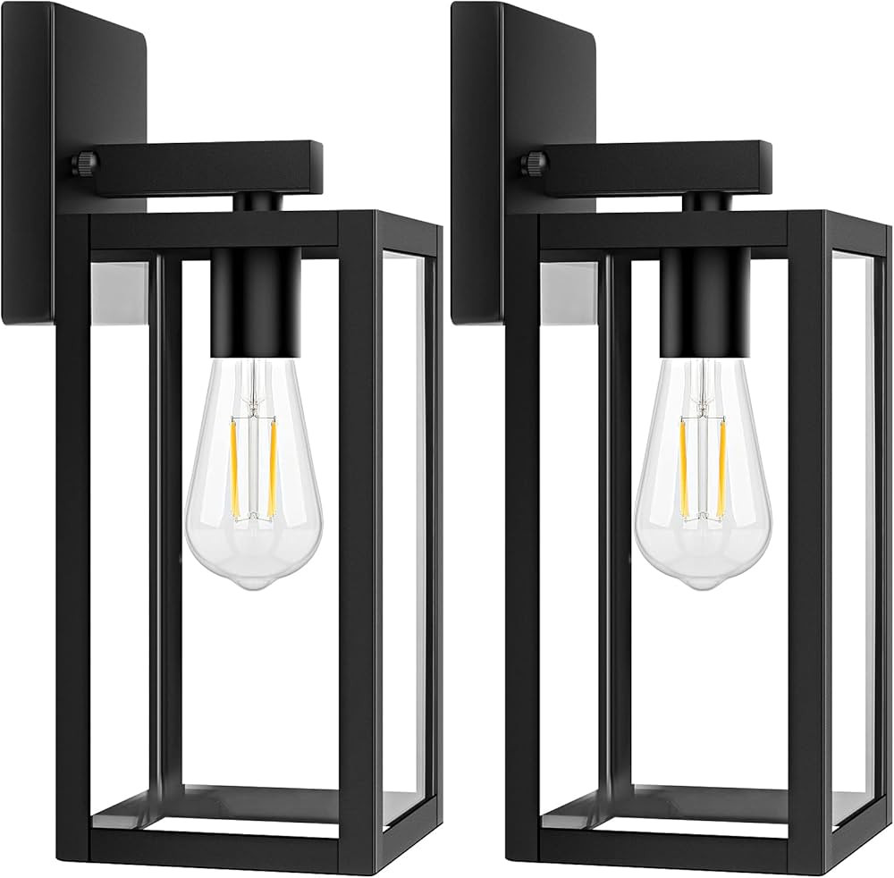 2-Pack Outdoor Light Fixtures Wall Mount, Waterproof Exterior Wall Lanterns with Clear Glass, Ant... | Amazon (US)