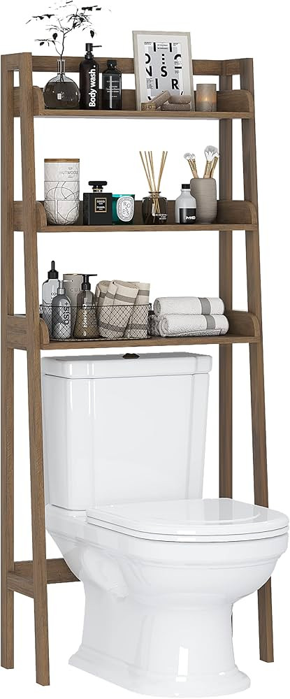 UTEX 3-Shelf Bathroom Organizer Over The Toilet, Bathroom Spacesaver (Wood Grain) | Amazon (US)