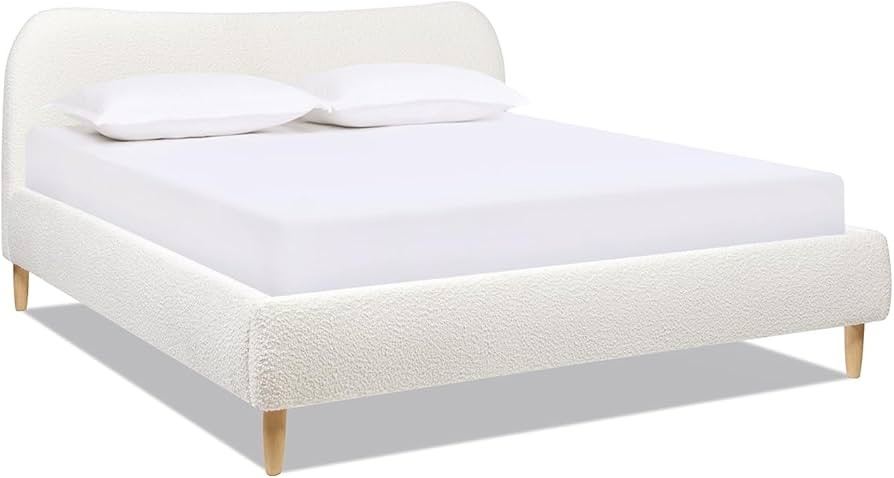 Jennifer Taylor Home Roman Curved Headboard Boucle Upholstered Modern Platform Bed Frame | Amazon (US)
