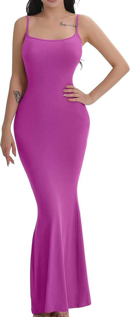 AYWA Women’s Sexy Long Slip Dress Soft Lounge Sleeveless Bodycon Ribbed Maxi Dresses | Amazon (US)