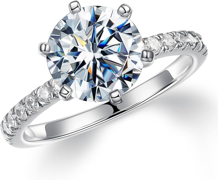 MOOSEA 3CT Moissanite Engagement Rings for Women, Brilliant D Color VVS1 Clarity Lab Created Ring... | Amazon (US)