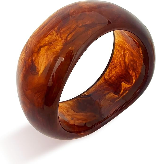 FUNOJOY Acrylic Resin Bangle Bracelets for Women 1-3Pcs Simple Oval Polished-Finish Chunky Bangle... | Amazon (US)