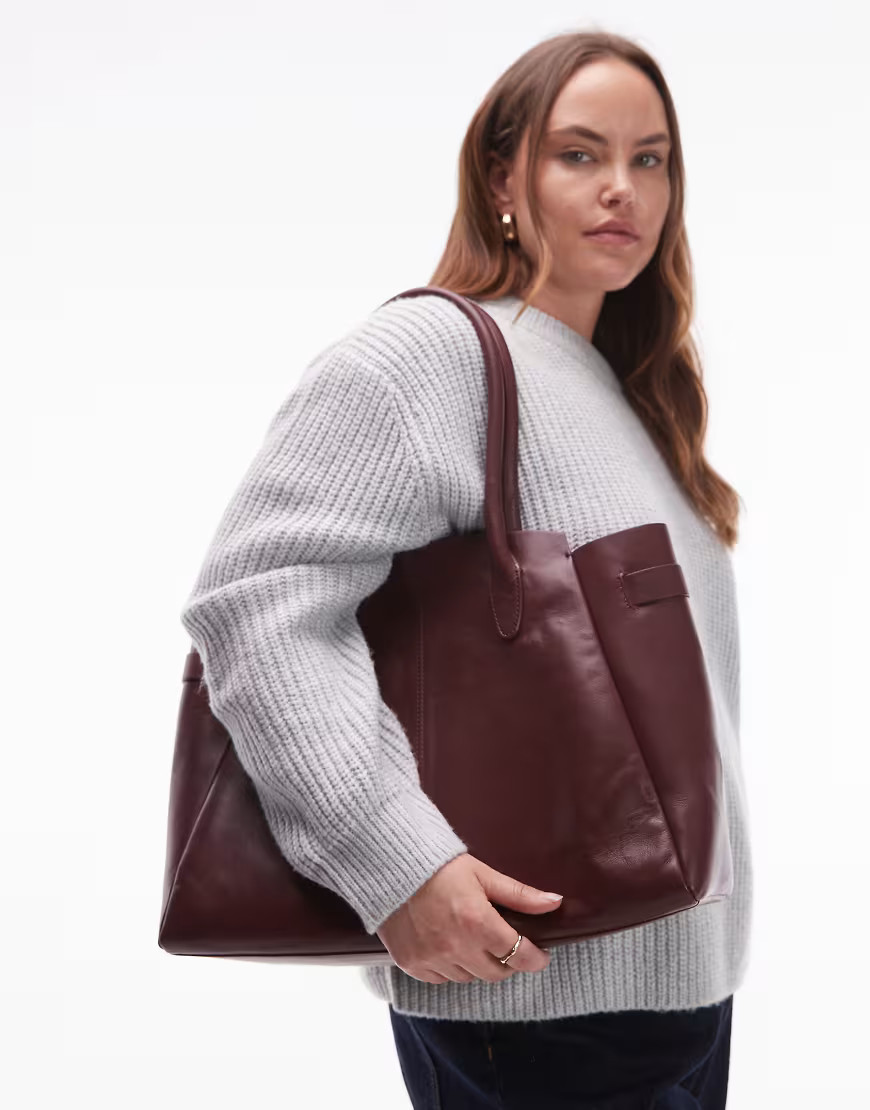 & Other Stories leather tote bag in burgundy-Red | ASOS (Global)