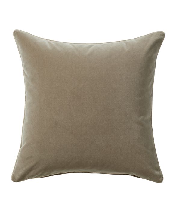 Large Plain Velvet Pillow Cover - Flaxen | OKA US
