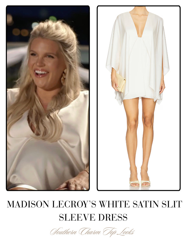 Madison LeCroy's White Satin Slit Sleeve Dress 

 