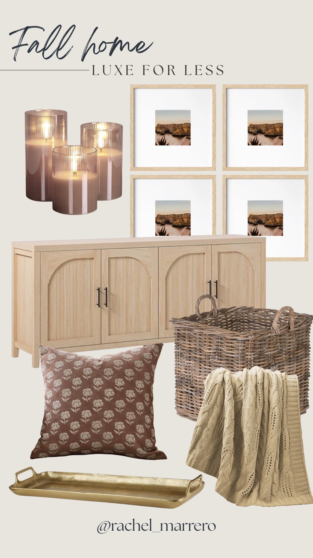 Fall home luxe for less! 



Sideboard, Amazon home, wall art, gallery wall frames, Wayfair, flameless candles, throw pillow, blanket, gold tray 

#LTKStyleTip #LTKHome #LTKSeasonal