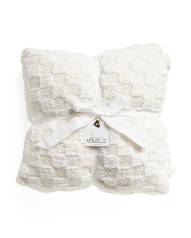 Set Of 2 20x20 Checkerboard Boucle And Fur Pillow | TJ Maxx