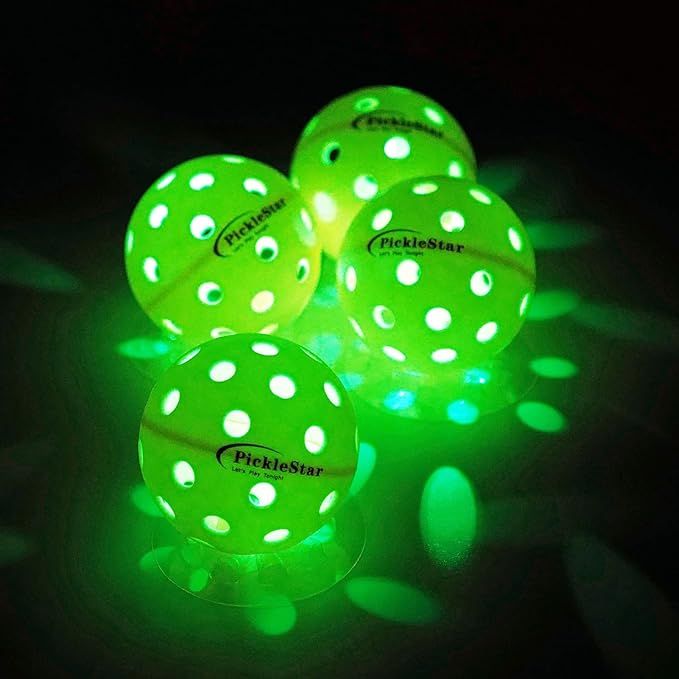 PickleStar LED Light Up Pickleball Balls, Glow in The Dark Pickleball Balls, Offcial Size Outdoor... | Amazon (US)