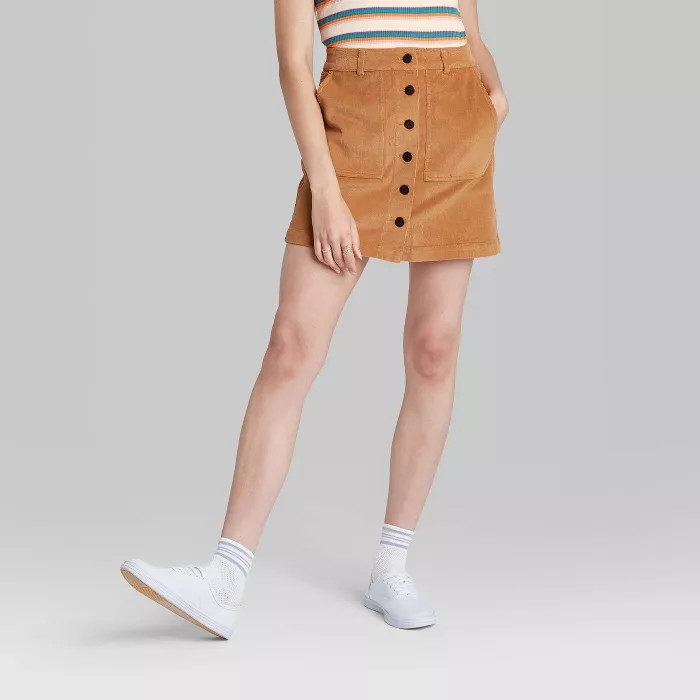 Women's Button-Front Cord Mini A-Line Skirt - Wild Fable™ | Target