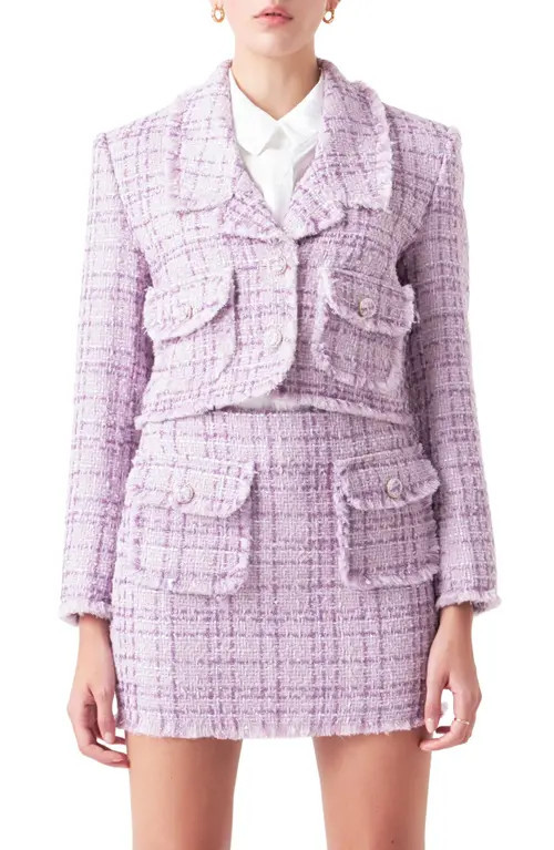 Endless Rose Tonal Bouclé Tweed Blazer in Purple at Nordstrom, Size Medium | Nordstrom