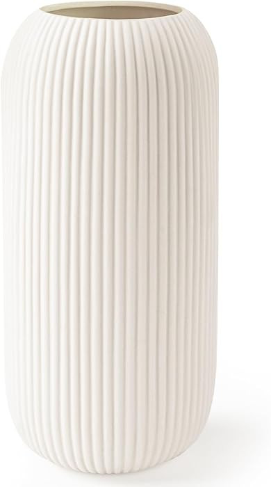 Ceramic Vase for Flowers – Modern Small Ribbed Textured Flower Vase for Home Decor, Pampas Gras... | Amazon (US)