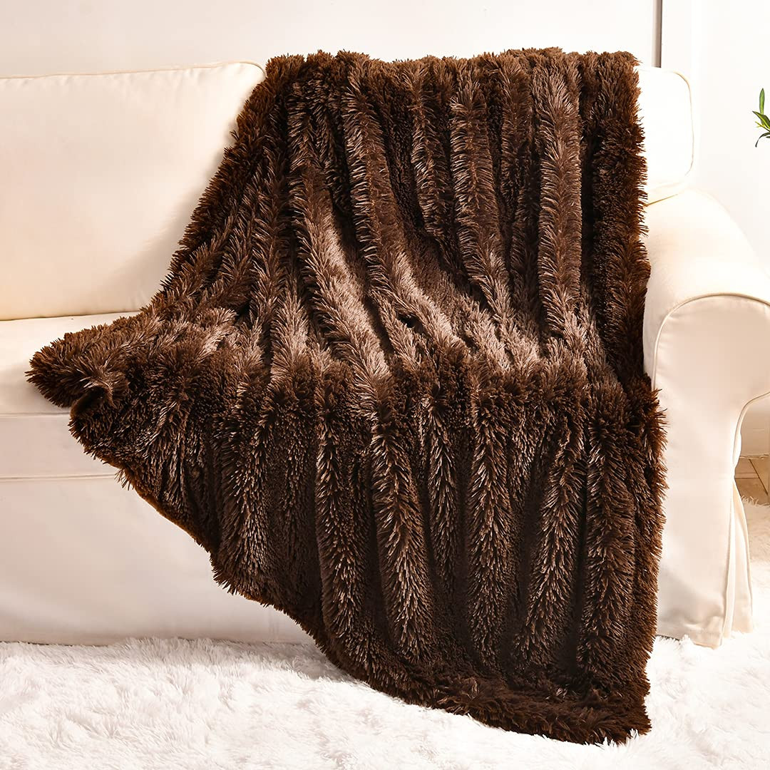 YUSOKI Long Faux Fur Throw Blanket for Sofa Couch,2 Layers,2.1lb,All Ages,Home Decoration, (Cream... | Amazon (US)