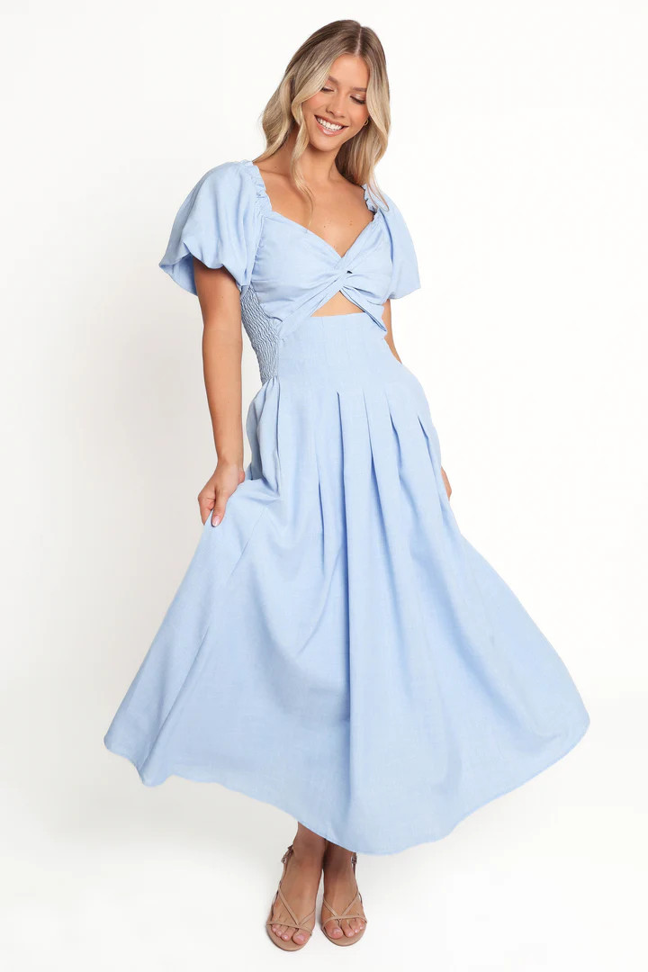 Cintra Puff Sleeve Maxi Dress - Blue | Petal & Pup (US)