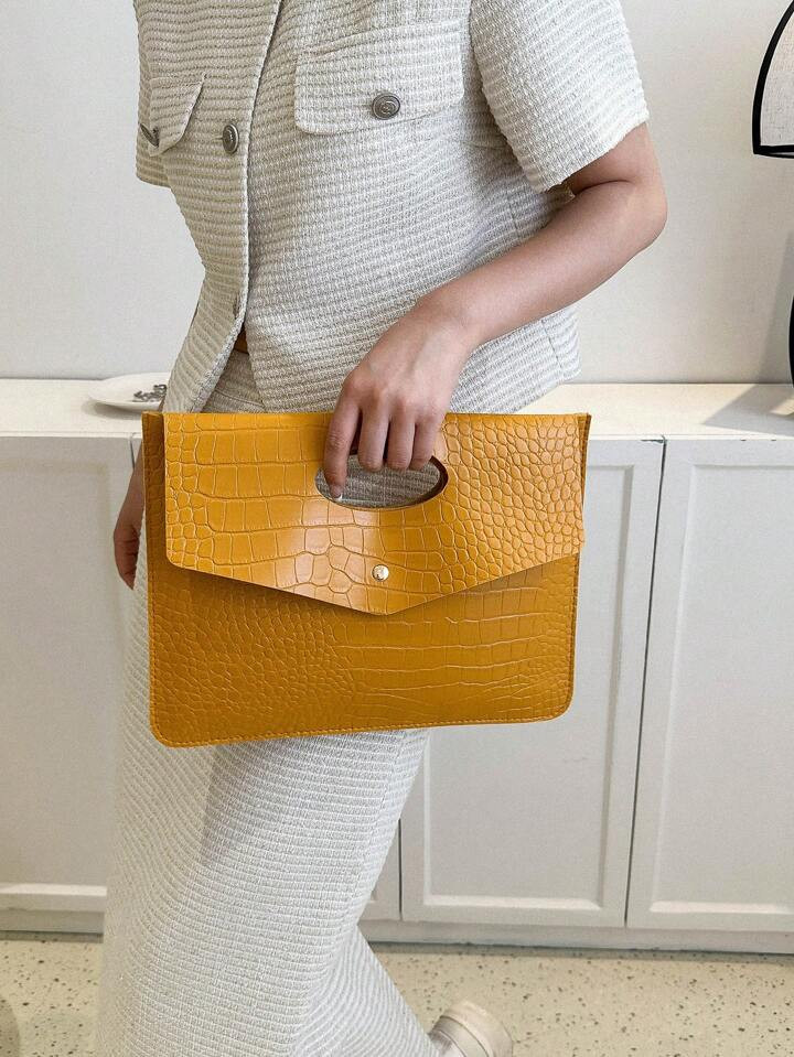 Fashion Solid Color PU Flap Premium Texture Crocodile Pattern, Atmospheric Niche Design, Trend, C... | SHEIN